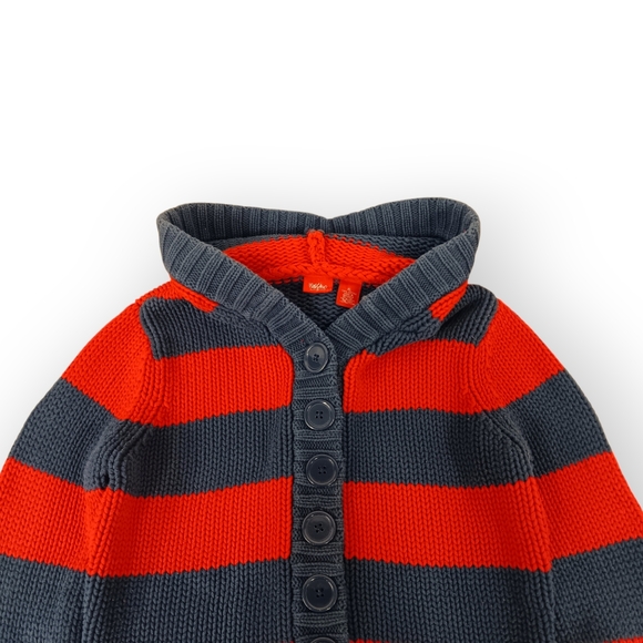 Vintage Y2k Mossimo Chunky Knit Red and Blue Hooded Cardigan - XL - Picture 2 of 3